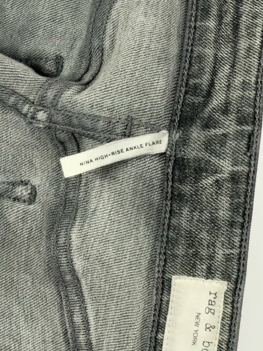 rag & bone Nina High Rise Ankle Flare 27 Raw Hem Broderick Gray Wash - Picture 7 of 13